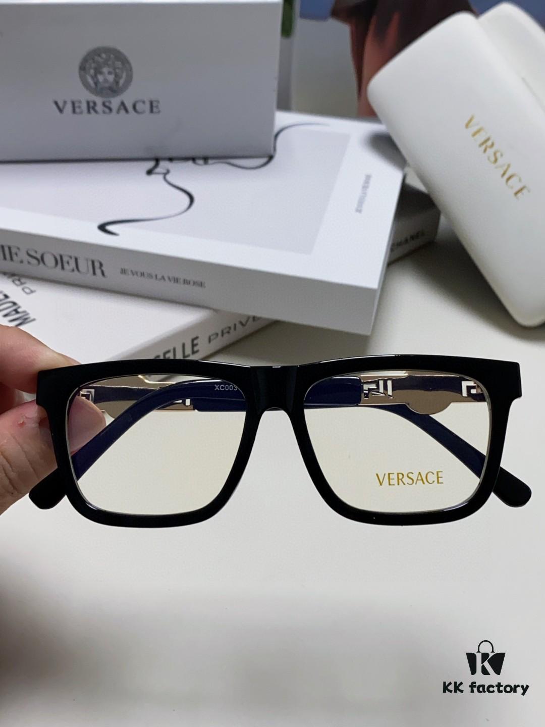 6931f95a3a89a121ed54a7ee Versace 2024 New Engraved Eyeglass Frame, Unisex Black Thick Acetate Myopia Frame, Fashionable Eyewear Sunglasses