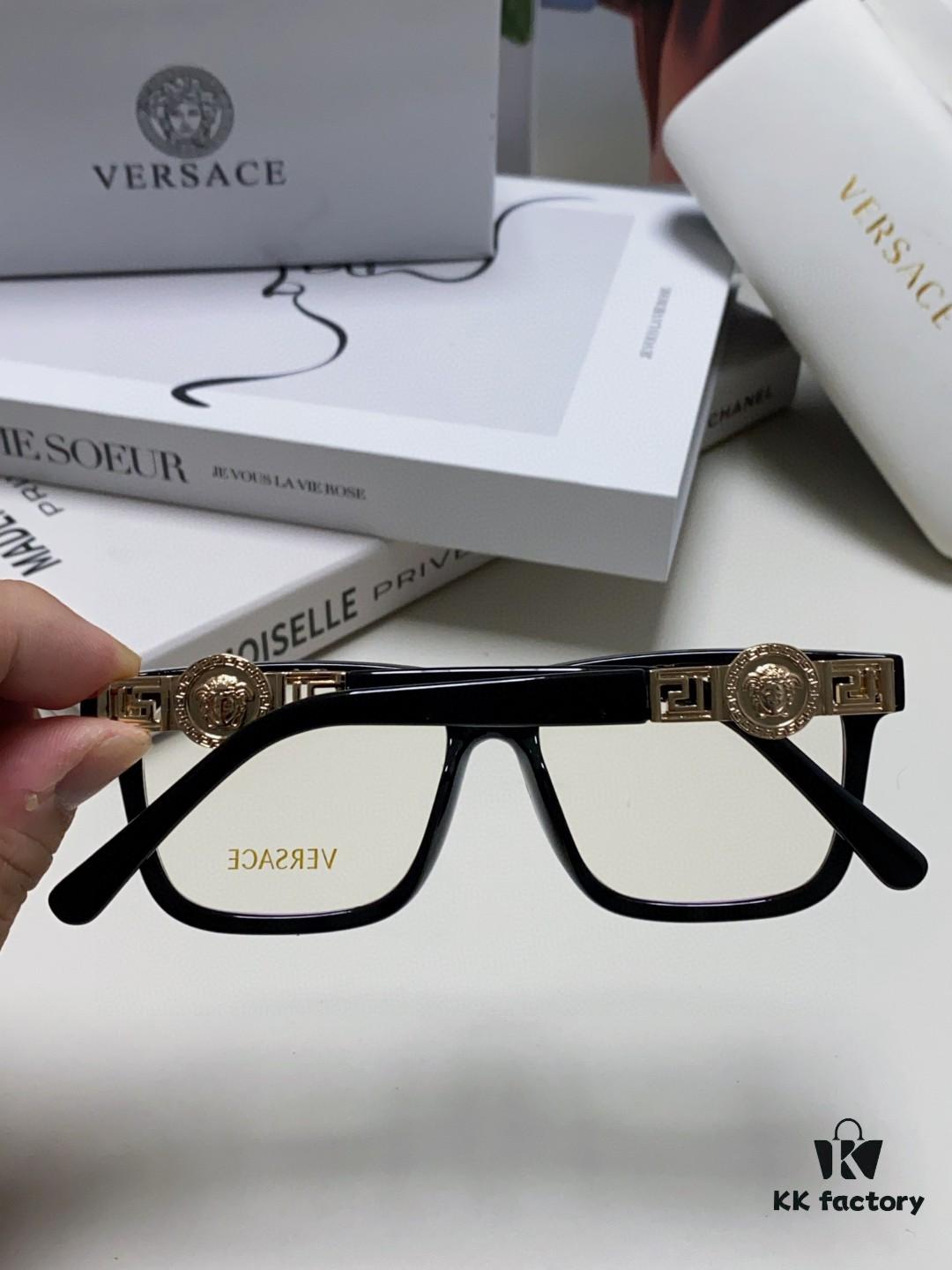 6931f95a3a89a121ed54a7ef Versace 2024 New Engraved Eyeglass Frame, Unisex Black Thick Acetate Myopia Frame, Fashionable Eyewear Sunglasses