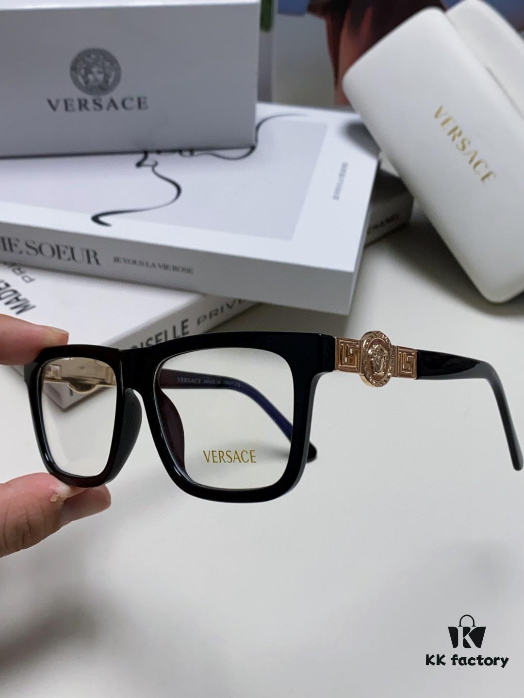 6931f95a3a89a121ed54a7f0 Versace 2024 New Engraved Eyeglass Frame, Unisex Black Thick Acetate Myopia Frame, Fashionable Eyewear Sunglasses
