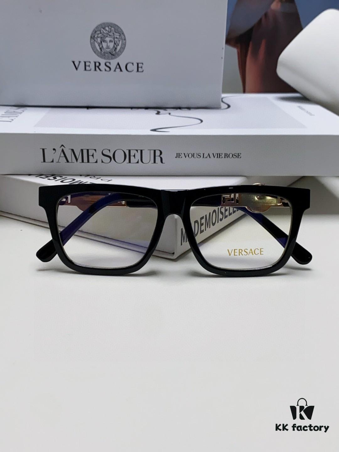 6931f95a3a89a121ed54a7f1 Versace 2024 New Engraved Eyeglass Frame, Unisex Black Thick Acetate Myopia Frame, Fashionable Eyewear Sunglasses