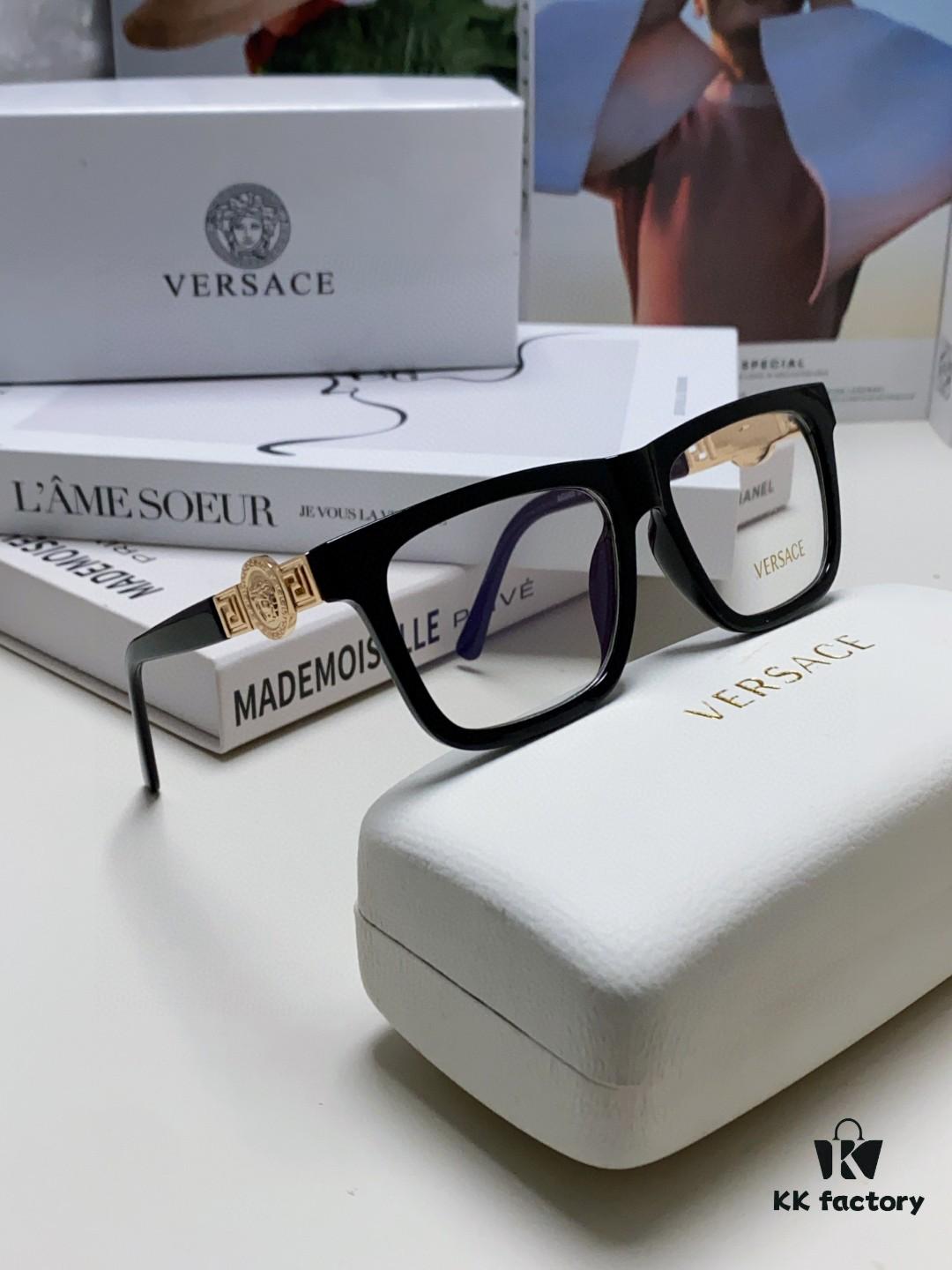 6931f95a3a89a121ed54a7f2 Versace 2024 New Engraved Eyeglass Frame, Unisex Black Thick Acetate Myopia Frame, Fashionable Eyewear Sunglasses
