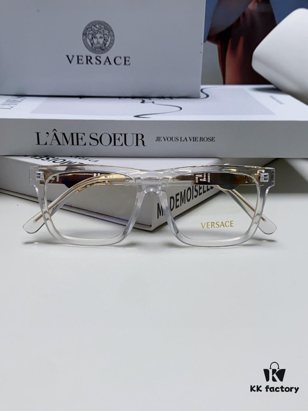 6931f95b3a89a121ed54a7fb Versace 2024 New Engraved Eyeglass Frame Unisex Black Thick Acetate Myopia Frame Stylish Brand Eyewear Sunglasses