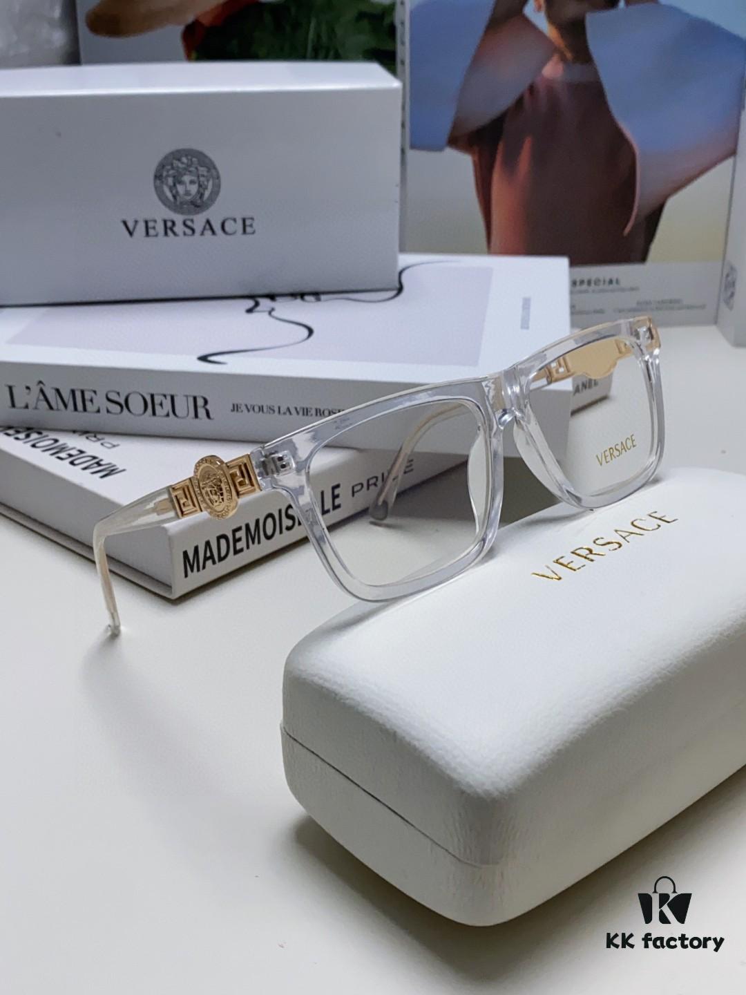 6931f95b3a89a121ed54a7fc Versace 2024 New Engraved Eyeglass Frame Unisex Black Thick Acetate Myopia Frame Stylish Brand Eyewear Sunglasses