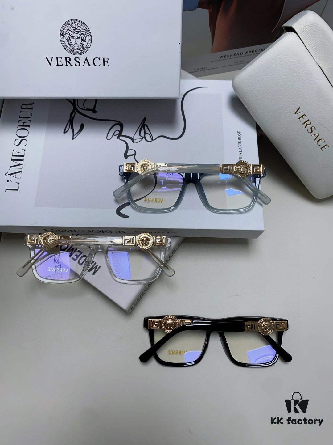 6931f95b3a89a121ed54a7fd Versace 2024 New Engraved Eyeglass Frame Unisex Black Thick Acetate Myopia Frame Stylish Brand Eyewear Sunglasses