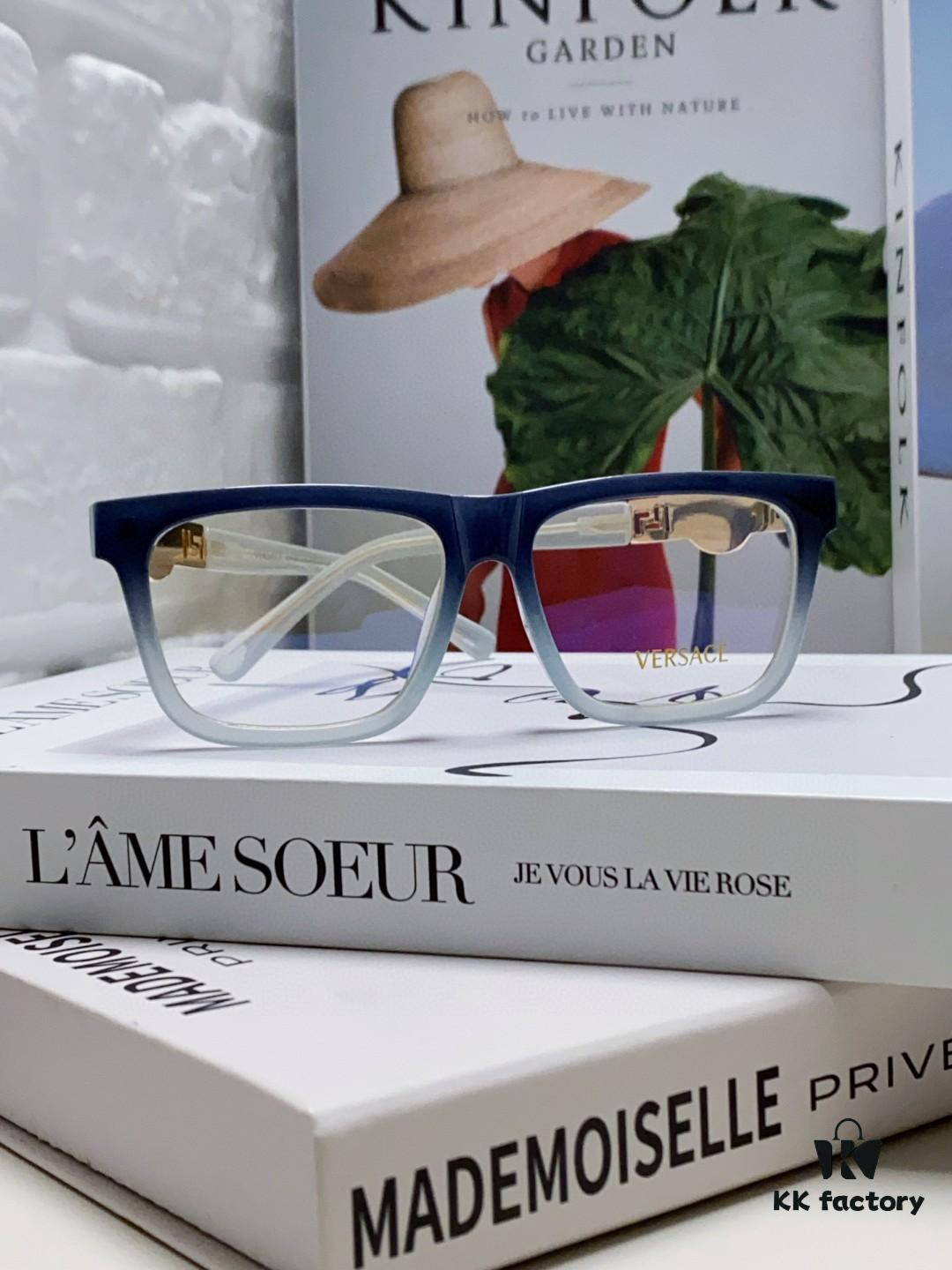 6931f95b3a89a121ed54a800 Versace 2024 New Engraved Eyeglass Frame Unisex Black Thick Acetate Myopia Frame Trendy Brand Optical Glasses Sunglasses