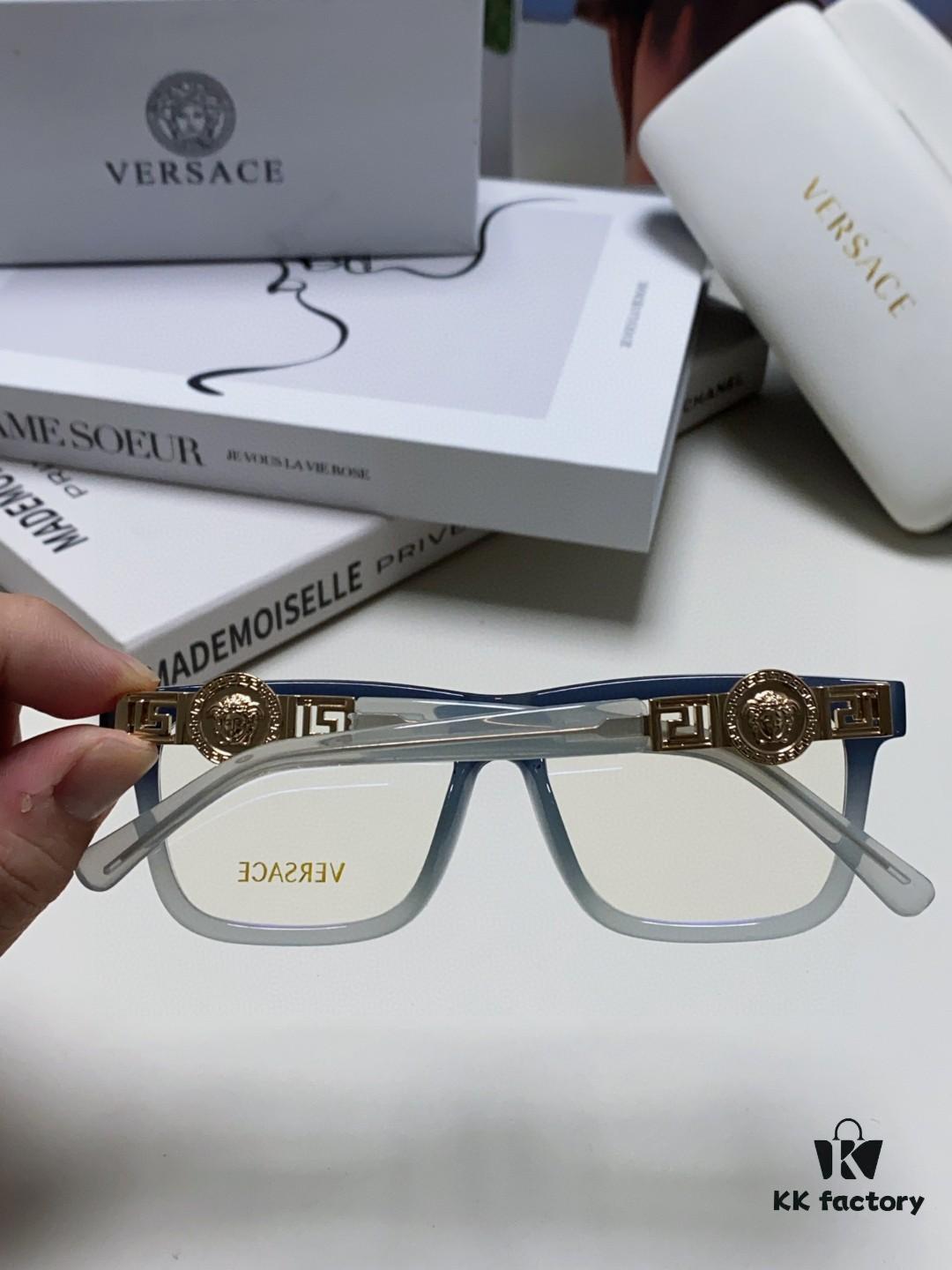 6931f95b3a89a121ed54a803 Versace 2024 New Engraved Eyeglass Frame Unisex Black Thick Acetate Myopia Frame Trendy Brand Optical Glasses Sunglasses
