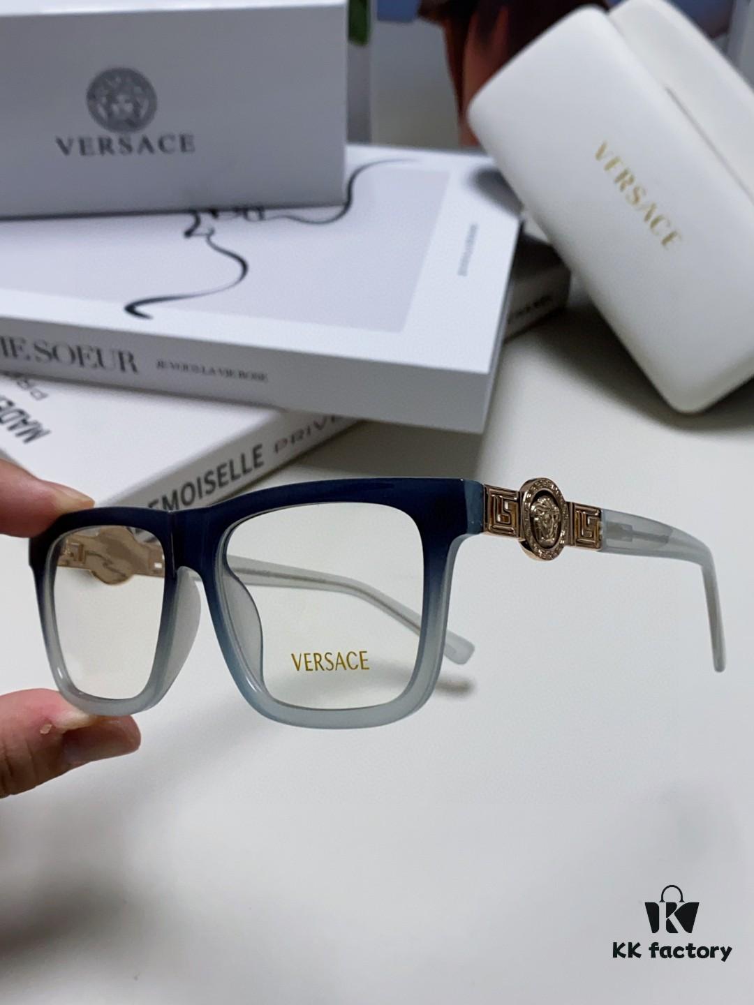6931f95b3a89a121ed54a804 Versace 2024 New Engraved Eyeglass Frame Unisex Black Thick Acetate Myopia Frame Trendy Brand Optical Glasses Sunglasses