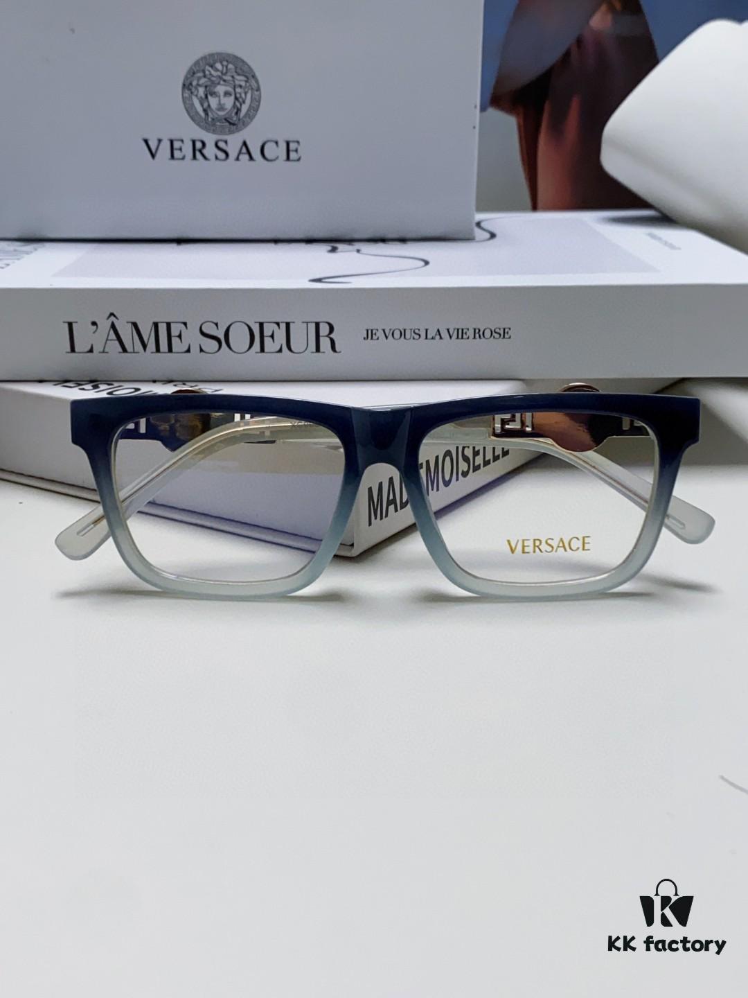 6931f95b3a89a121ed54a805 Versace 2024 New Engraved Eyeglass Frame Unisex Black Thick Acetate Myopia Frame Trendy Brand Optical Glasses Sunglasses