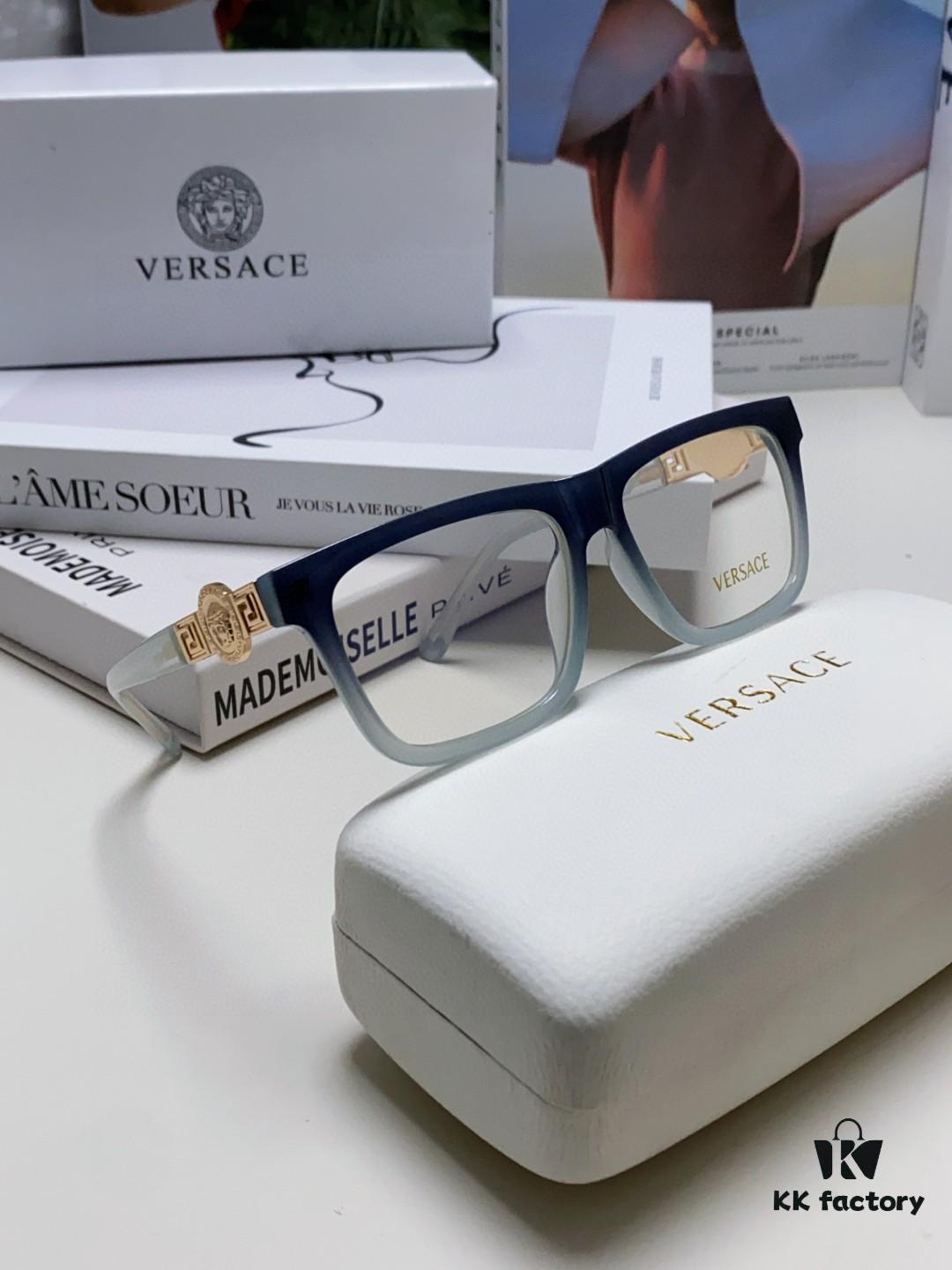 6931f95b3a89a121ed54a806 Versace 2024 New Engraved Eyeglass Frame Unisex Black Thick Acetate Myopia Frame Trendy Brand Optical Glasses Sunglasses