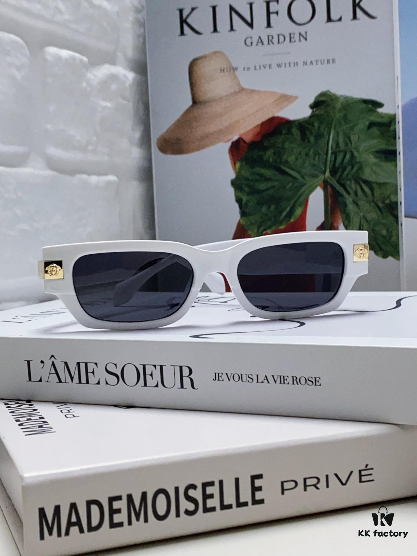 6931f95f3a89a121ed54a83a VERSACE 2024 New Classic Top Sunglasses, Rectangular Frame Color-Block Streetwear Unisex Eyewear 0VE4465F