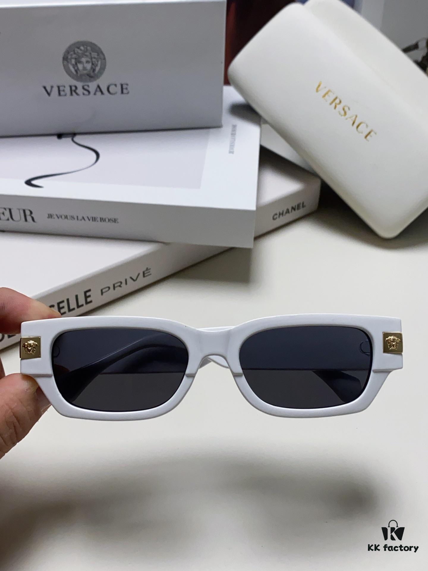 6931f95f3a89a121ed54a83c VERSACE 2024 New Classic Top Sunglasses, Rectangular Frame Color-Block Streetwear Unisex Eyewear 0VE4465F