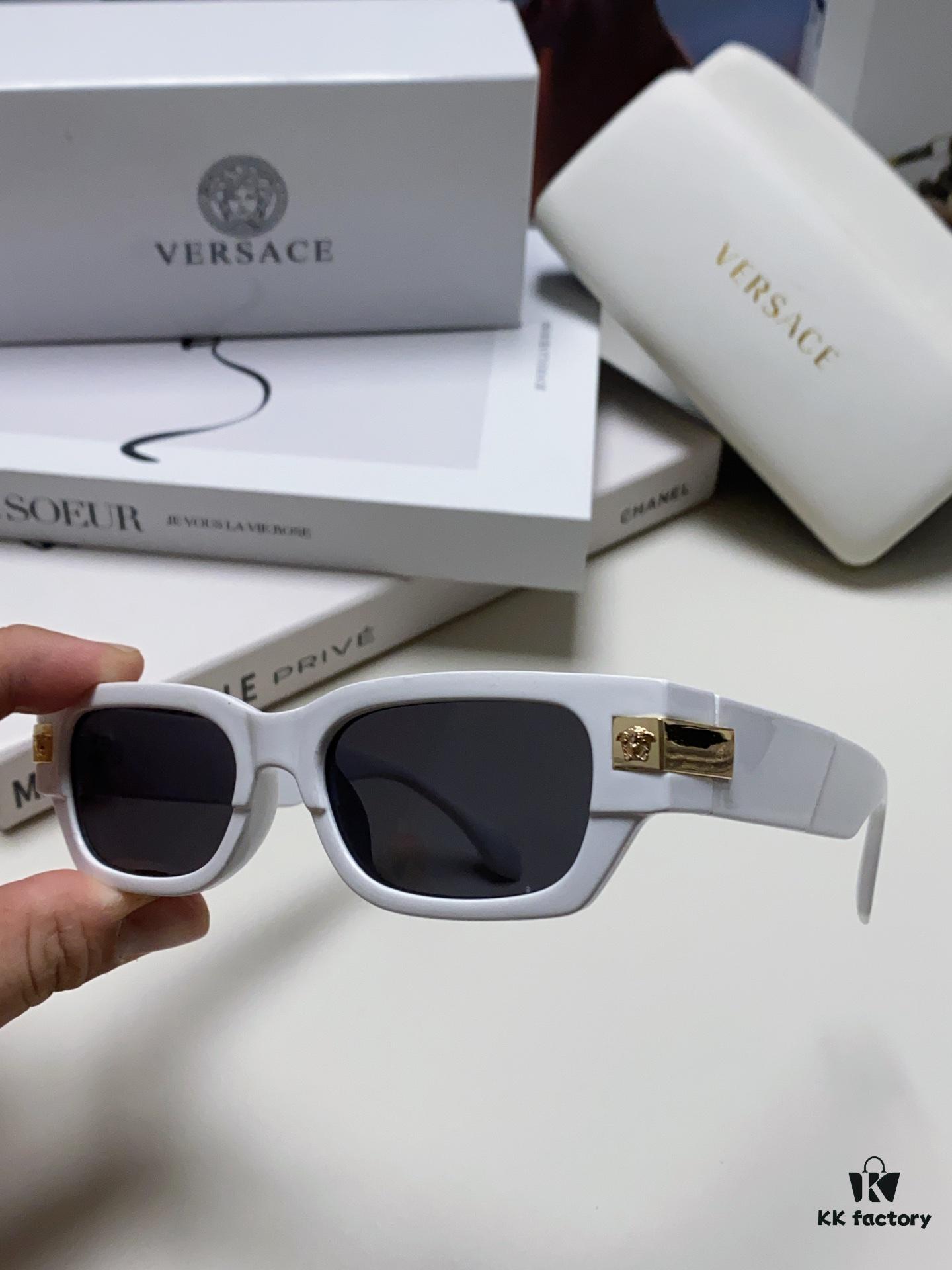 6931f95f3a89a121ed54a83e VERSACE 2024 New Classic Top Sunglasses, Rectangular Frame Color-Block Streetwear Unisex Eyewear 0VE4465F
