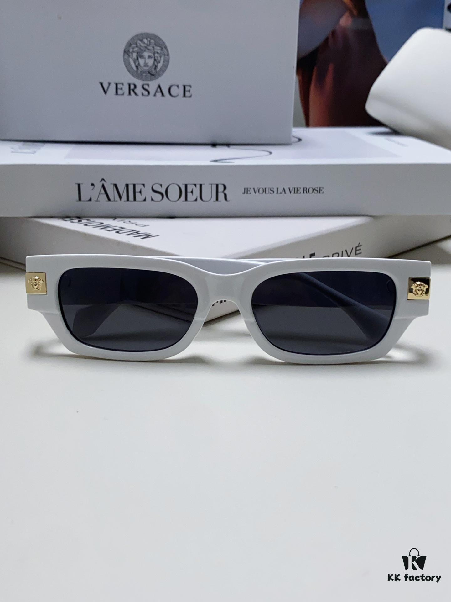 6931f95f3a89a121ed54a83f VERSACE 2024 New Classic Top Sunglasses, Rectangular Frame Color-Block Streetwear Unisex Eyewear 0VE4465F