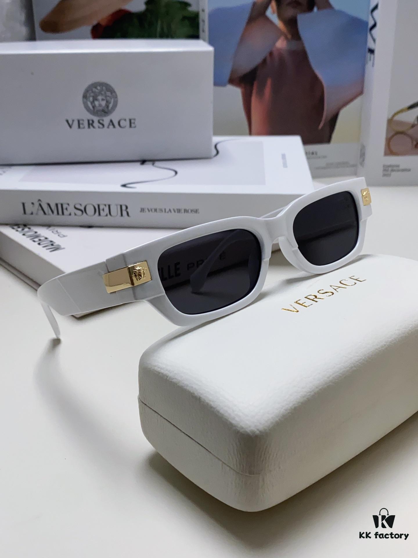 6931f9603a89a121ed54a840 VERSACE 2024 New Classic Top Sunglasses, Rectangular Frame Color-Block Streetwear Unisex Eyewear 0VE4465F
