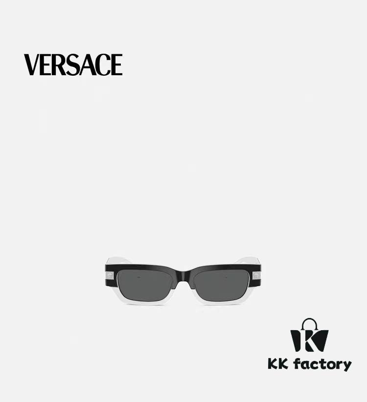 VERSACE 2024 New Classic Top Sunglasses, Rectangular Color-Block Street-Chic Unisex Eyewear