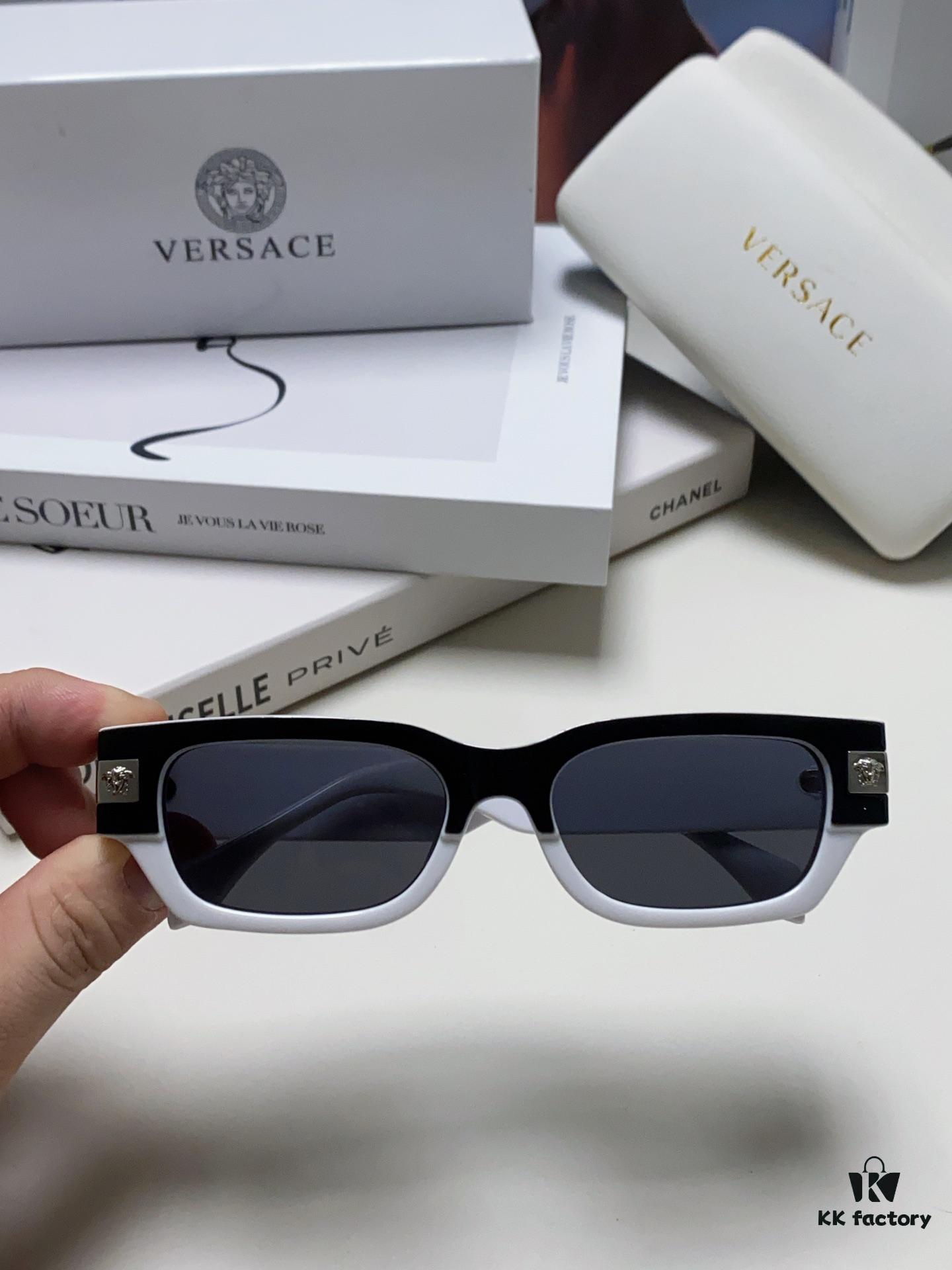 VERSACE 2024 New Classic Top Sunglasses, Rectangular Color-Block Street-Chic Unisex Eyewear