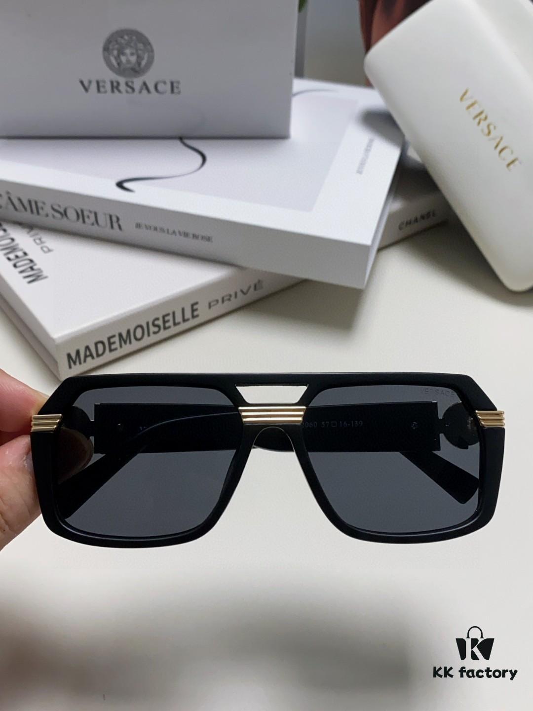 6931f9613a89a121ed54a851 VERSACE Unisex Classic Black and Gold Sunglasses Fashion Couple Shades VE4399