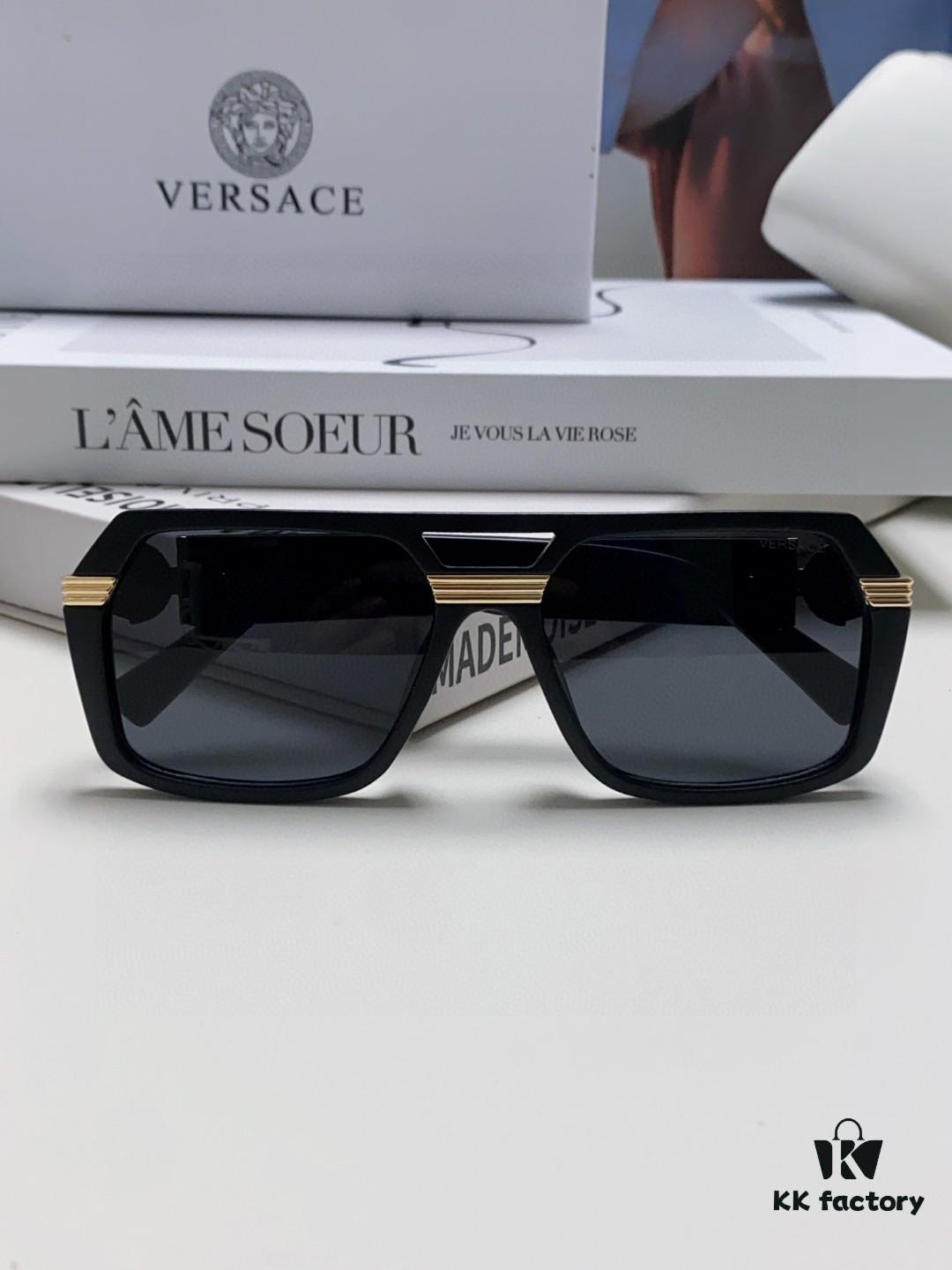 6931f9613a89a121ed54a854 VERSACE Unisex Classic Black and Gold Sunglasses Fashion Couple Shades VE4399