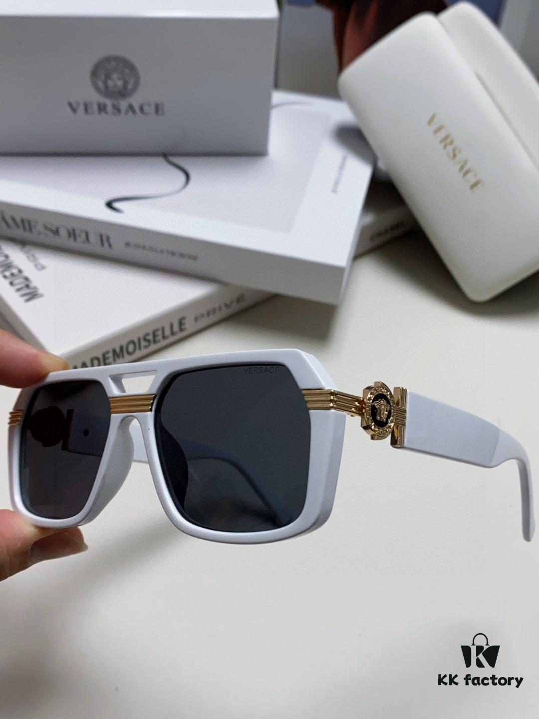 6931f9623a89a121ed54a85f VERSACE Unisex Classic Black and Gold Sunglasses Fashion Couple Shades VE4399