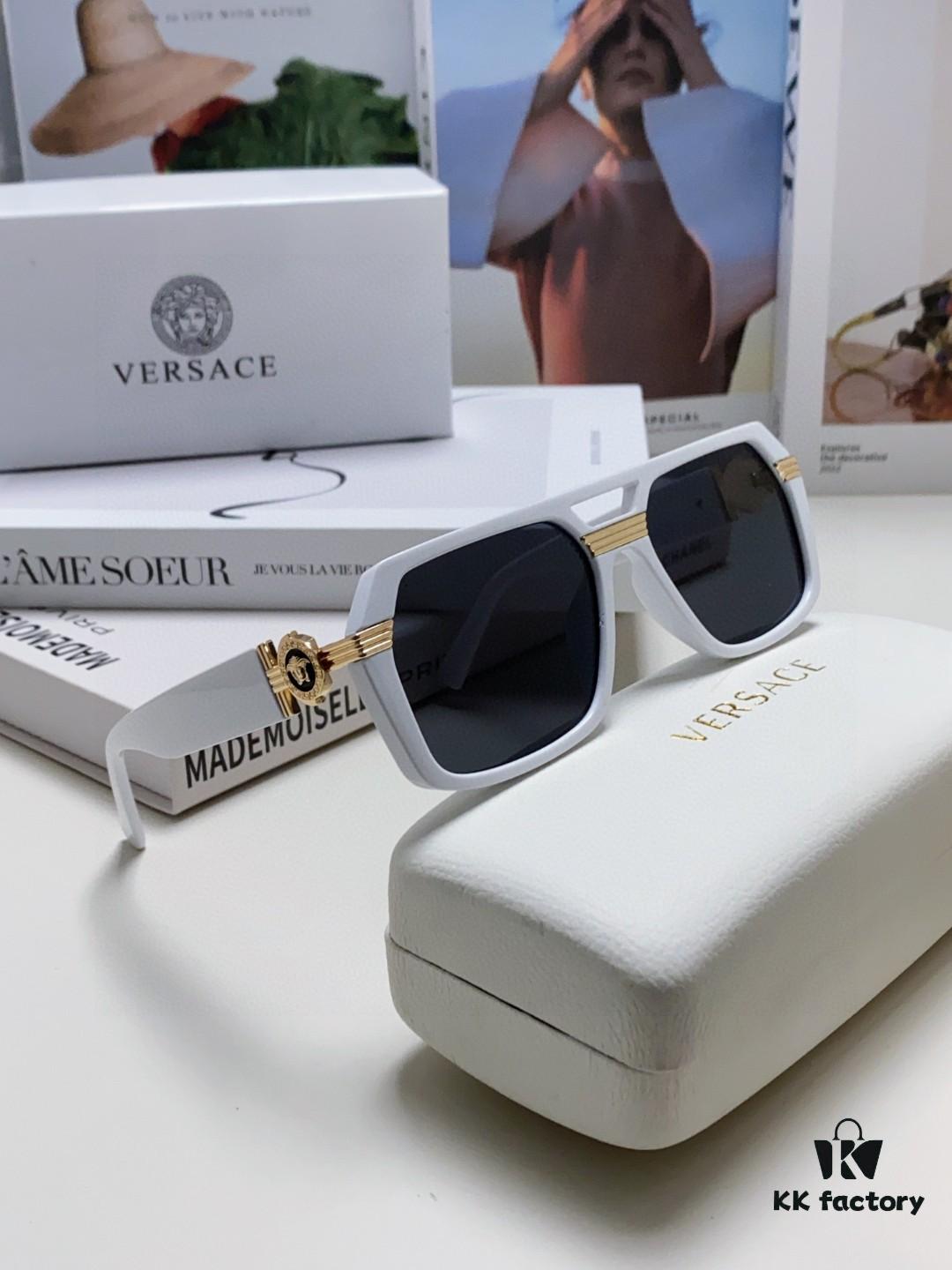6931f9623a89a121ed54a861 VERSACE Unisex Classic Black and Gold Sunglasses Fashion Couple Shades VE4399