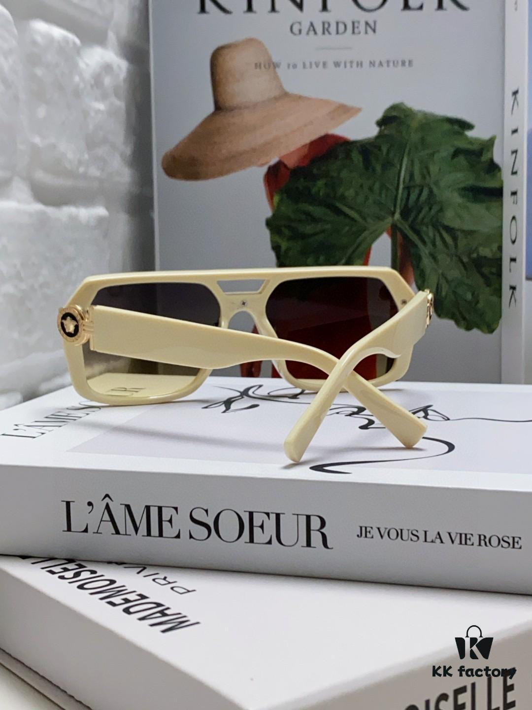 6931f9623a89a121ed54a866 VERSACE Unisex Classic Black and Gold-Tone Sunglasses Fashion Couple Shades VE4399