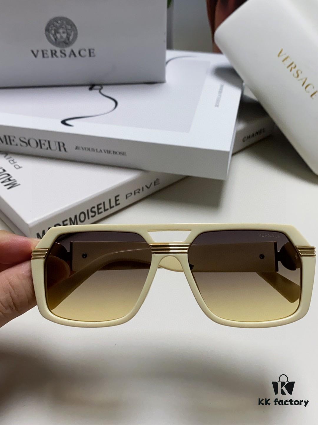 6931f9623a89a121ed54a867 VERSACE Unisex Classic Black and Gold-Tone Sunglasses Fashion Couple Shades VE4399
