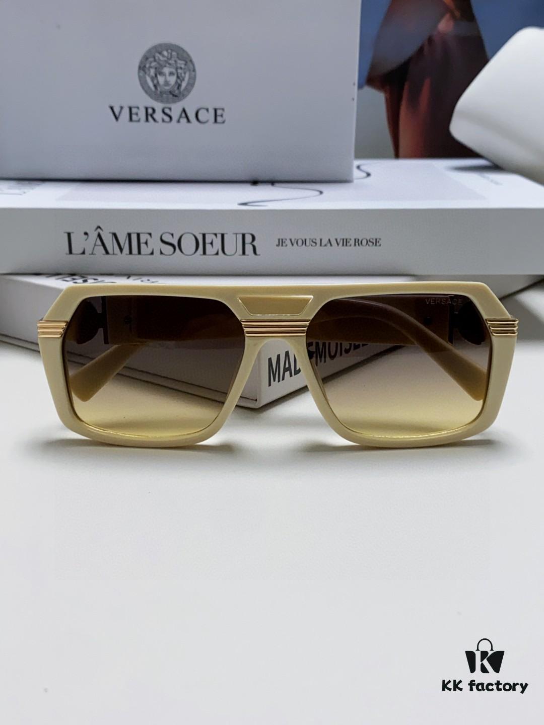 6931f9633a89a121ed54a86a VERSACE Unisex Classic Black and Gold-Tone Sunglasses Fashion Couple Shades VE4399