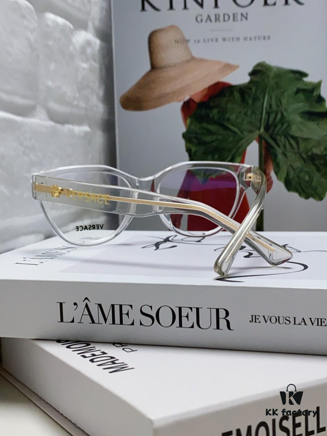 6931f9693a89a121ed54a8c1 VERSACE Versace 2024 New Eyeglass Frame Round Transparent Women's Fashion Full-Rim Glasses Suitable for Prescription Lenses, Sunglasses, and Sun Glasses