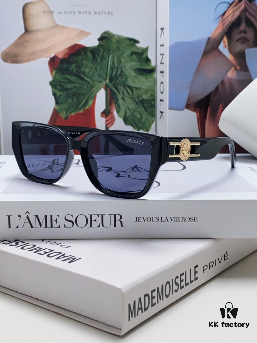 6931f96f3a89a121ed54a919 Versace Unisex Retro Stylish Narrow Frame Black Sunglasses with White Frame