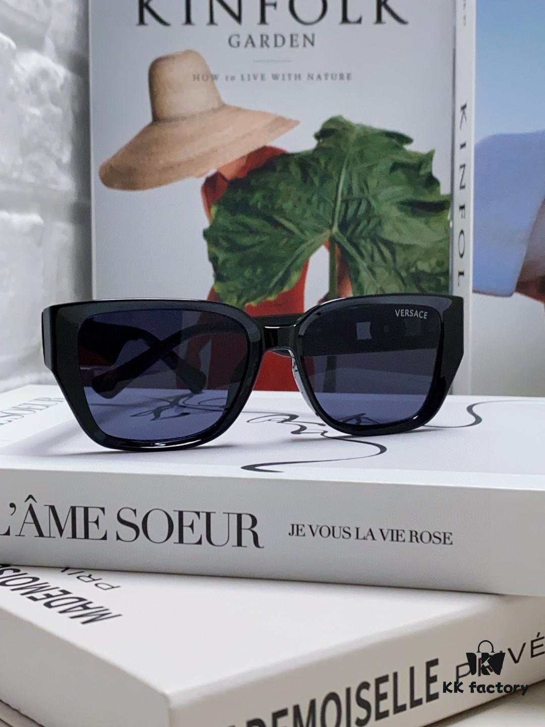 6931f96f3a89a121ed54a91a Versace Unisex Retro Stylish Narrow Frame Black Sunglasses with White Frame