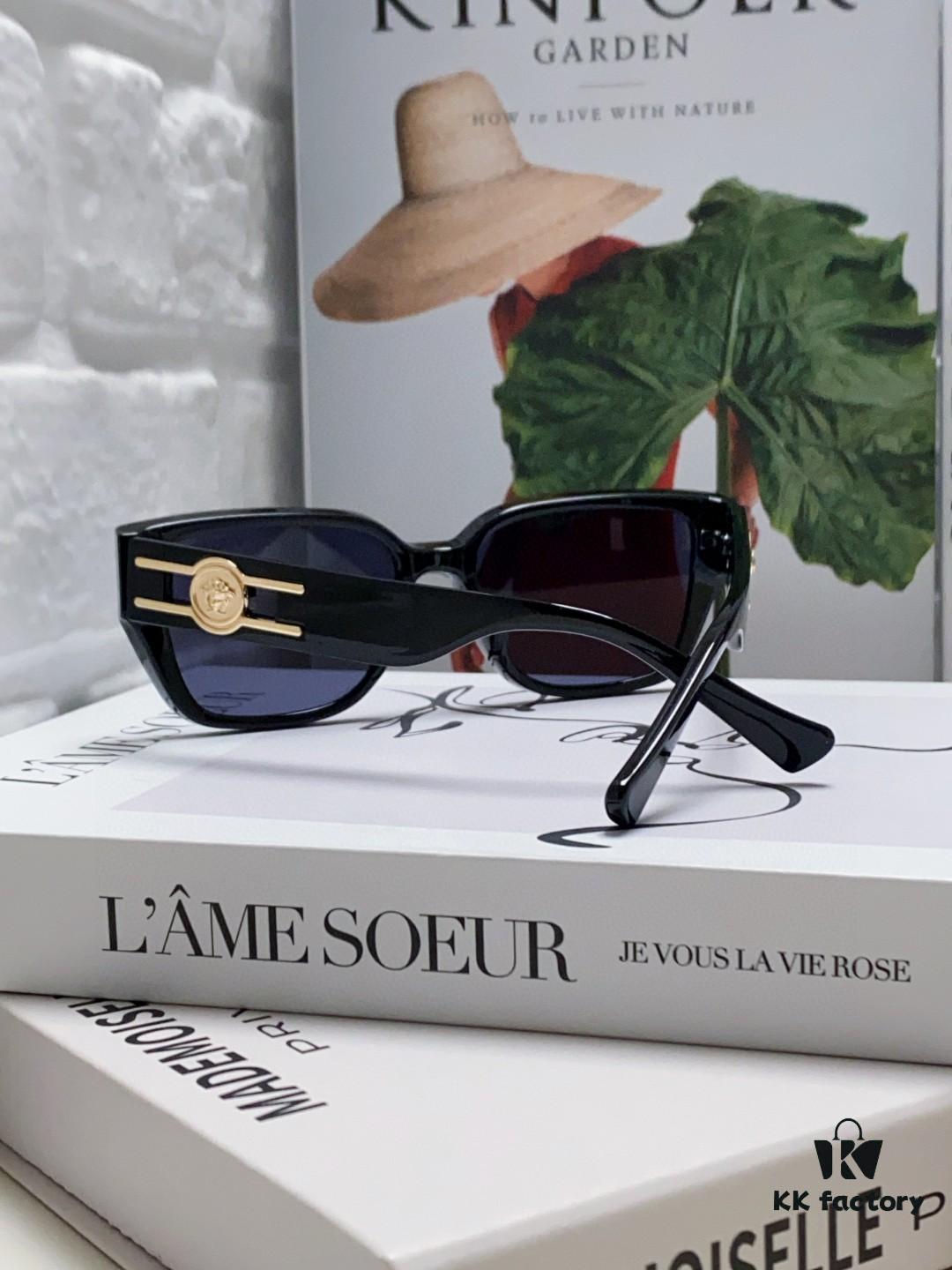 6931f96f3a89a121ed54a91b Versace Unisex Retro Stylish Narrow Frame Black Sunglasses with White Frame