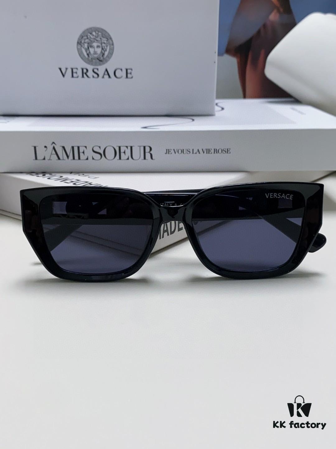 6931f9703a89a121ed54a91e Versace Unisex Retro Stylish Narrow Frame Black Sunglasses with White Frame