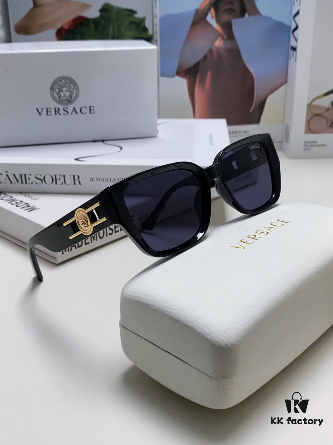 6931f9703a89a121ed54a91f Versace Unisex Retro Stylish Narrow Frame Black Sunglasses with White Frame