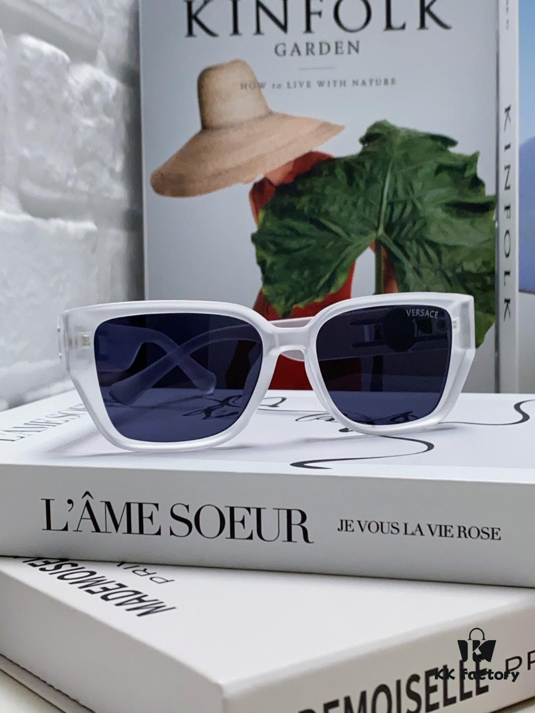 6931f9713a89a121ed54a92d Versace Unisex Retro Stylish Narrow Frame Black Sunglasses with White Frame High-End Sun Glasses