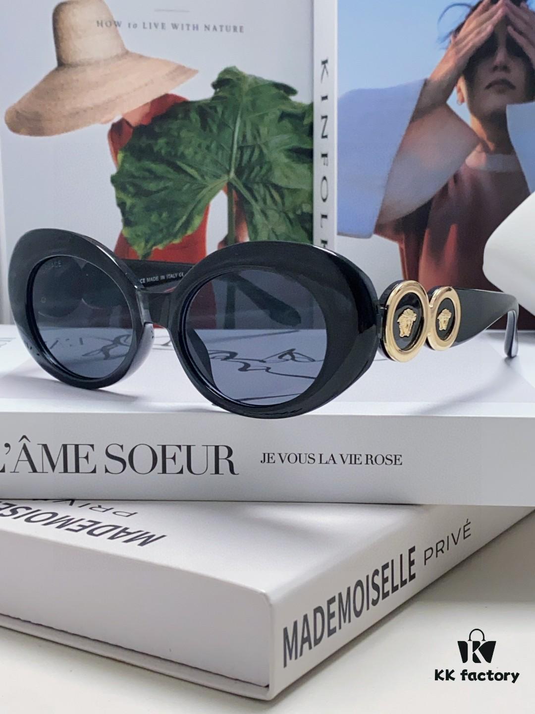 6931f9723a89a121ed54a941 VERSACE Versace 2024 Latest Model C Unisex European and American Style High-End Round Frame Retro Casual Sunglasses, Celebrity-Inspired Carved Sun Protection Shades