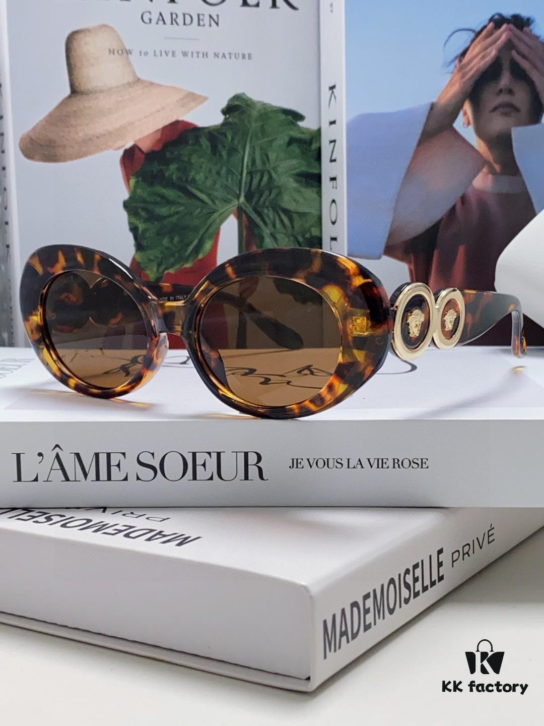 6931f9733a89a121ed54a94c VERSACE Versace 2024 Latest Model C Style European and American High-End Unisex Round Frame Retro Casual Sunglasses, Celebrity-Inspired Carved Sun Protection Glasses