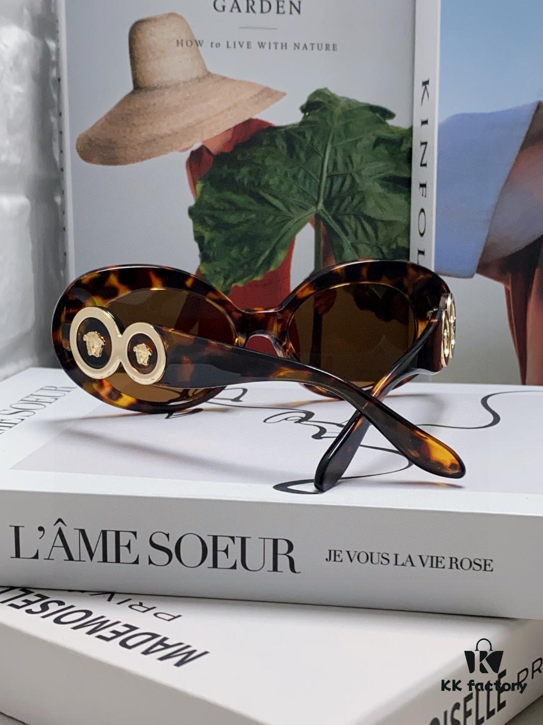 6931f9733a89a121ed54a94e VERSACE Versace 2024 Latest Model C Style European and American High-End Unisex Round Frame Retro Casual Sunglasses, Celebrity-Inspired Carved Sun Protection Glasses