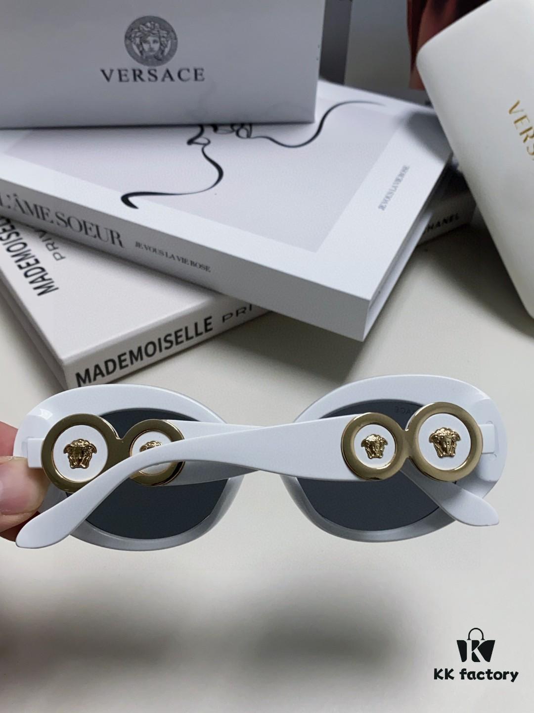 6931f9743a89a121ed54a95b VERSACE Versace 2024 Latest Model C Style European and American High-End Unisex Round Frame Retro Casual Sunglasses, Celebrity-Inspired Carved Sun Protection Shades