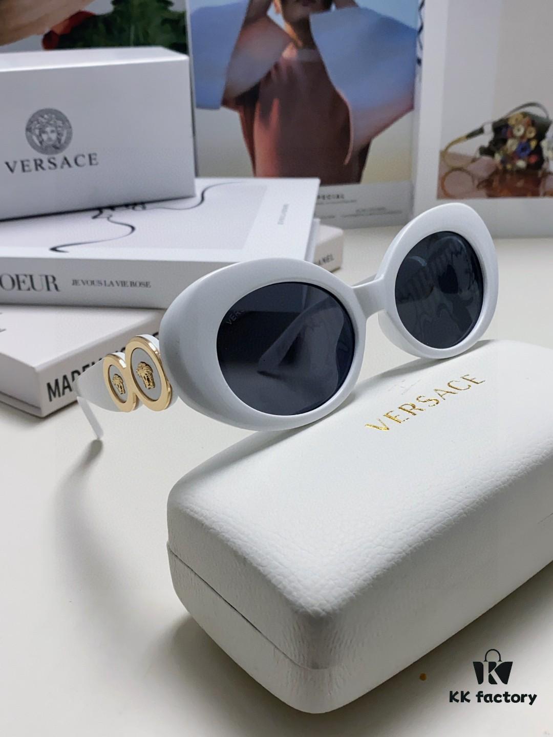 6931f9743a89a121ed54a95e VERSACE Versace 2024 Latest Model C Style European and American High-End Unisex Round Frame Retro Casual Sunglasses, Celebrity-Inspired Carved Sun Protection Shades