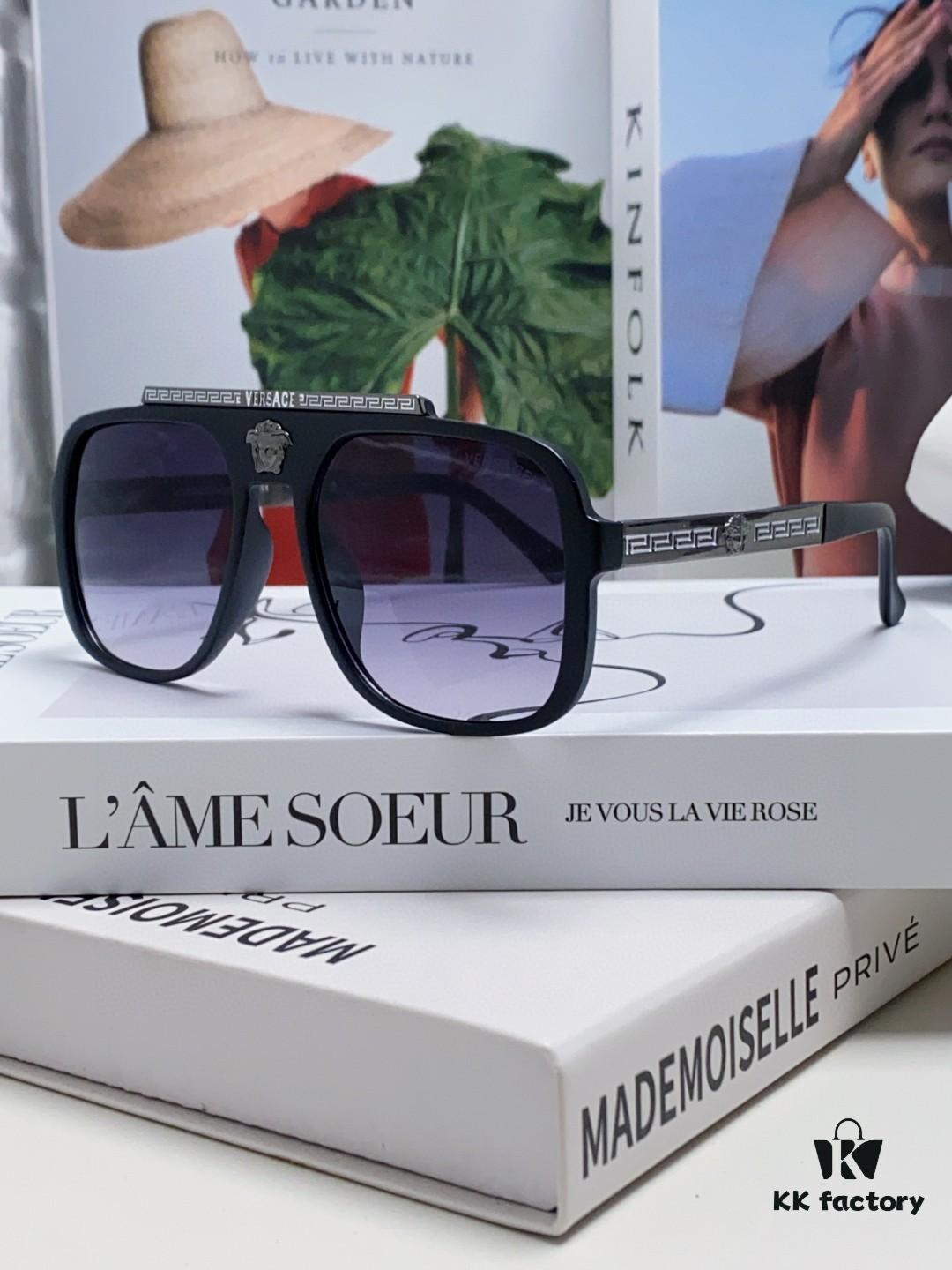 6931f9813a89a121ed54aa08 VERSACE Vintage-Style Sunglasses with Metal Decorations and Medusa Logo, Fashion Unisex Sun Glasses for Street Photography