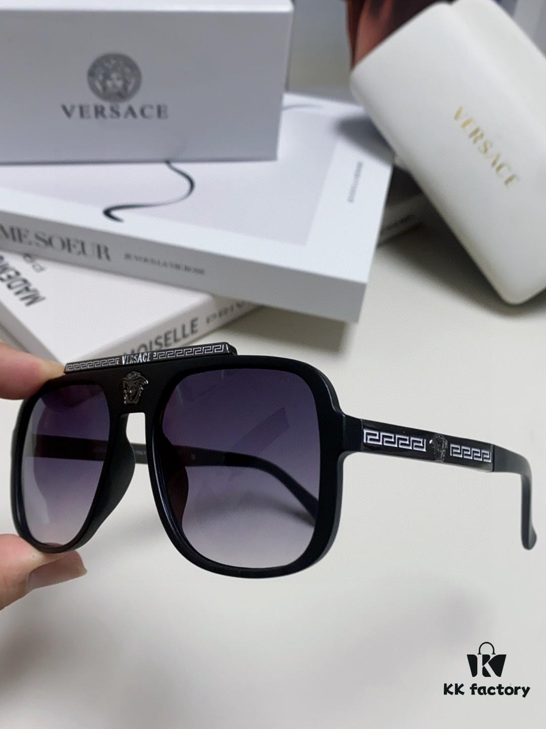 6931f9813a89a121ed54aa0d VERSACE Vintage-Style Sunglasses with Metal Decorations and Medusa Logo, Fashion Unisex Sun Glasses for Street Photography
