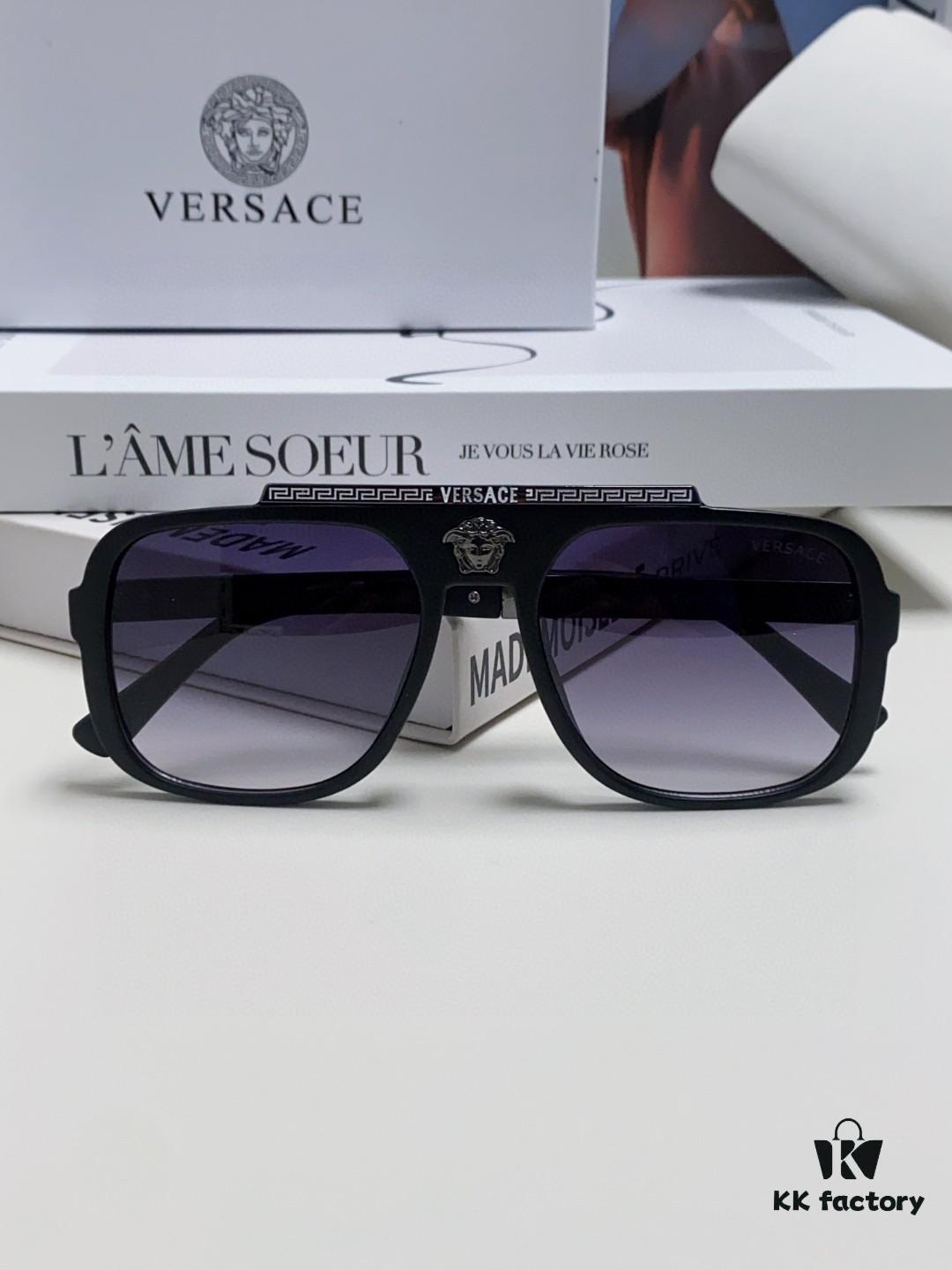 6931f9813a89a121ed54aa0e VERSACE Vintage-Style Sunglasses with Metal Decorations and Medusa Logo, Fashion Unisex Sun Glasses for Street Photography