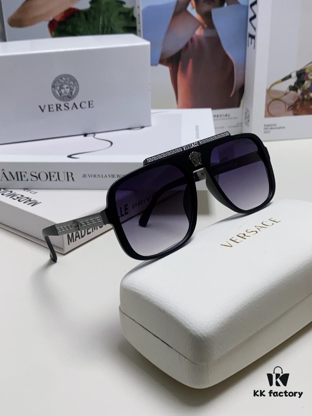 6931f9813a89a121ed54aa0f VERSACE Vintage-Style Sunglasses with Metal Decorations and Medusa Logo, Fashion Unisex Sun Glasses for Street Photography