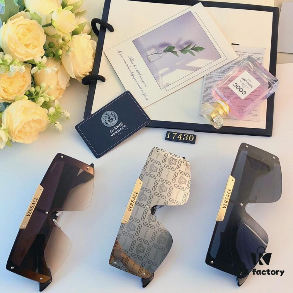 6931f9913a89a121ed54aaed Versace New One-Piece Oversized Sunglasses for Women, Fashionable European and American Style Sun Glasses, Trendy Street Snap Cycling Eyewear