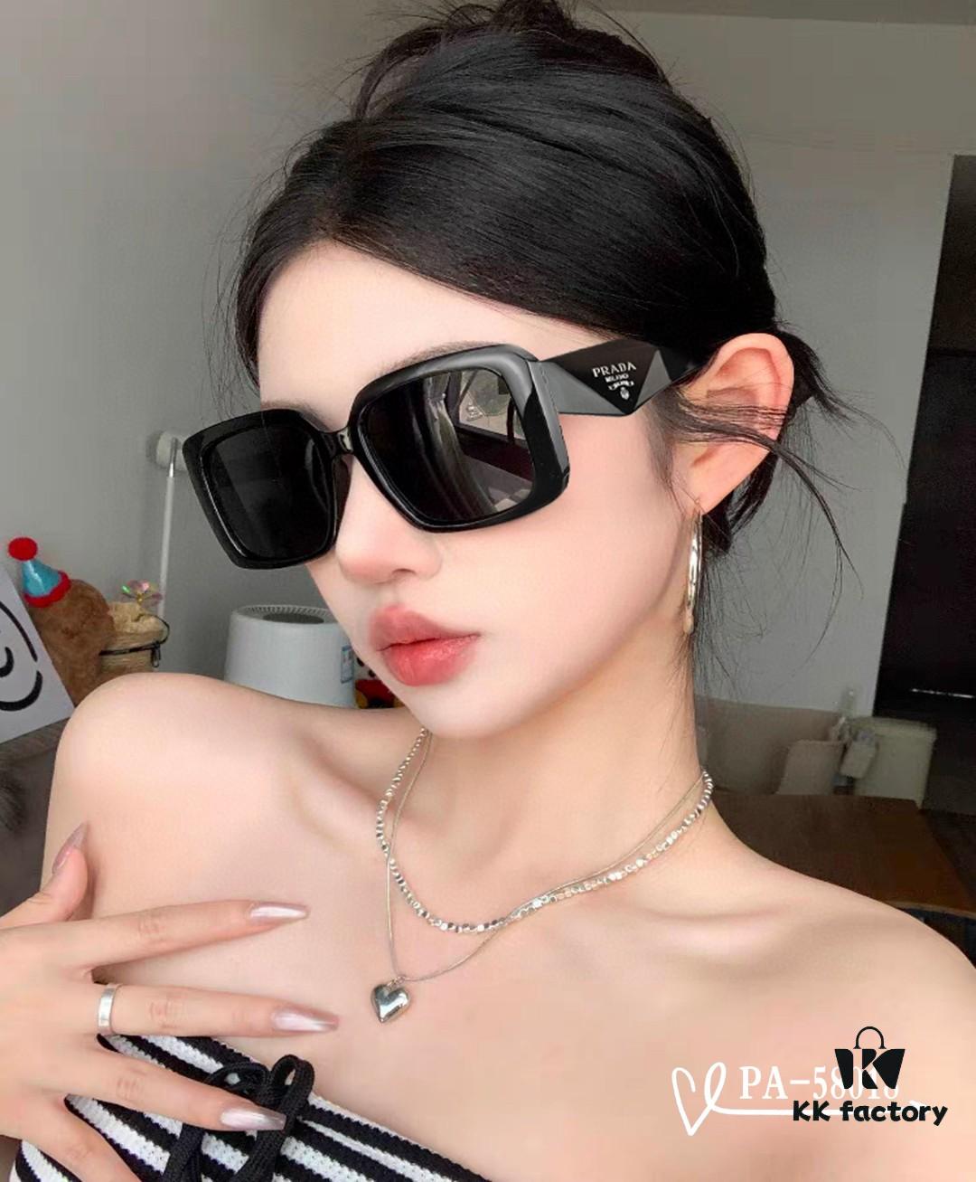 PRADA - New Lightweight TR Frame Sunglasses with Polaroid Resin Lenses, Fashionable UV Protection Eyewear for Travel and Driving, Celebrity Style Model 58018