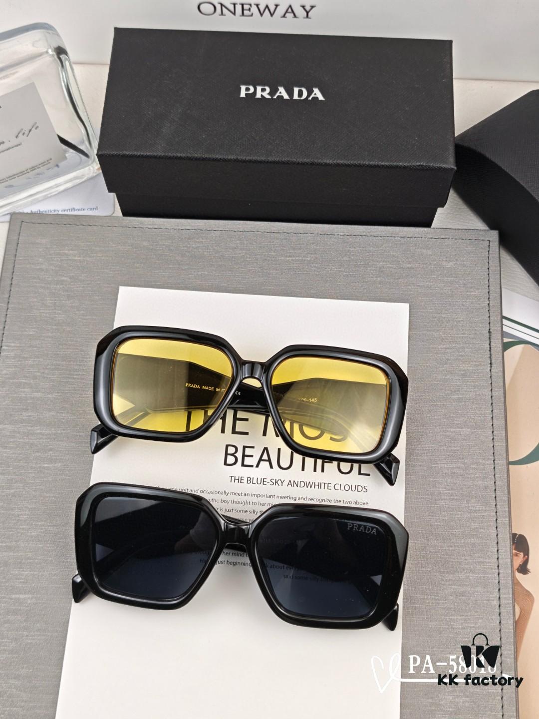 PRADA - New Lightweight TR Frame Sunglasses with Polaroid Resin Lenses, Fashionable UV Protection Eyewear for Travel and Driving, Celebrity Style Model 58018