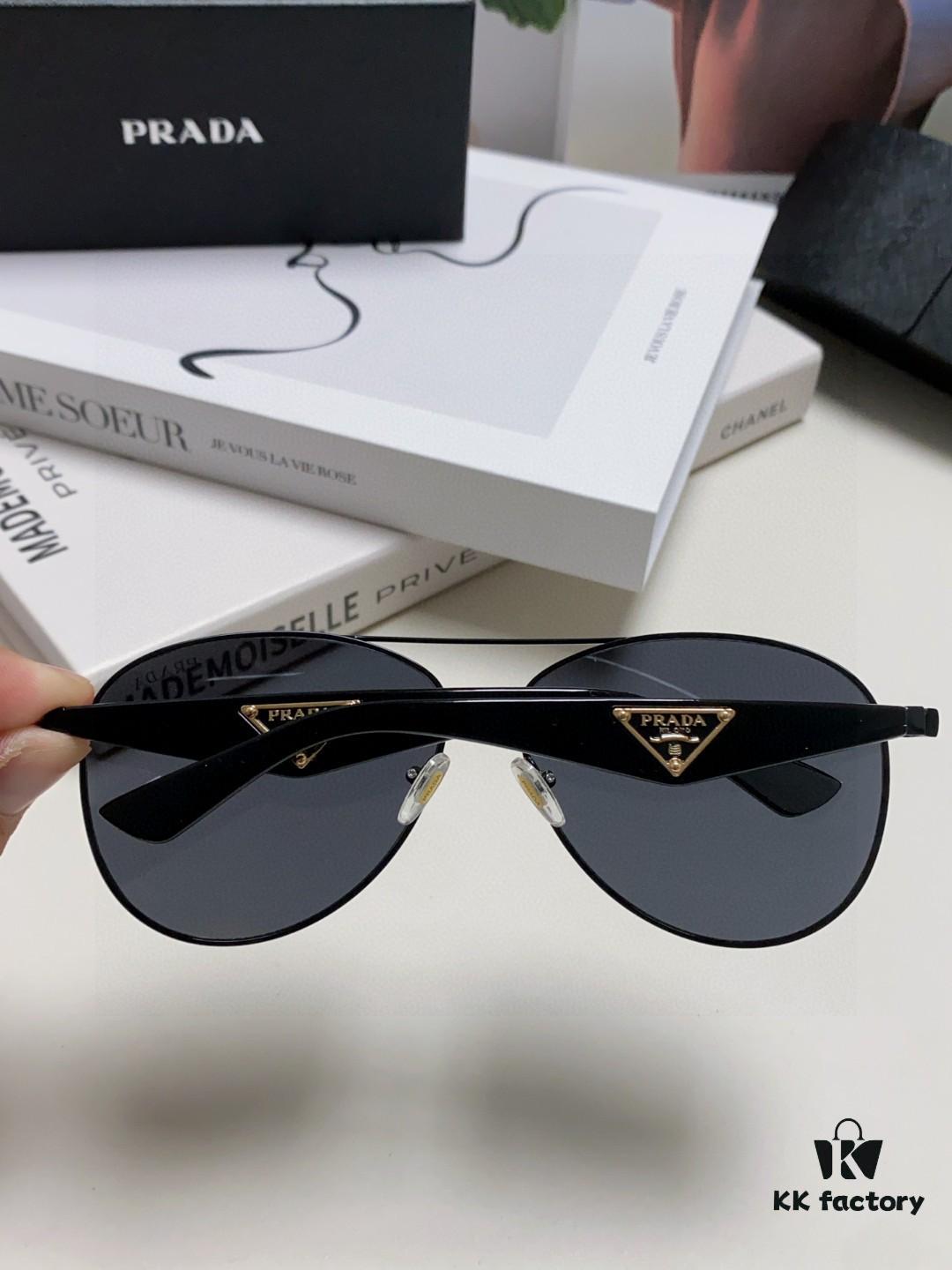 6931f9b63a89a121ed54ace1 Prada 2024 New Polarized Sunglasses with Print Double Bridge Aviator Shades Classic Unisex UV and Blue Light Protection Driving Sunglasses