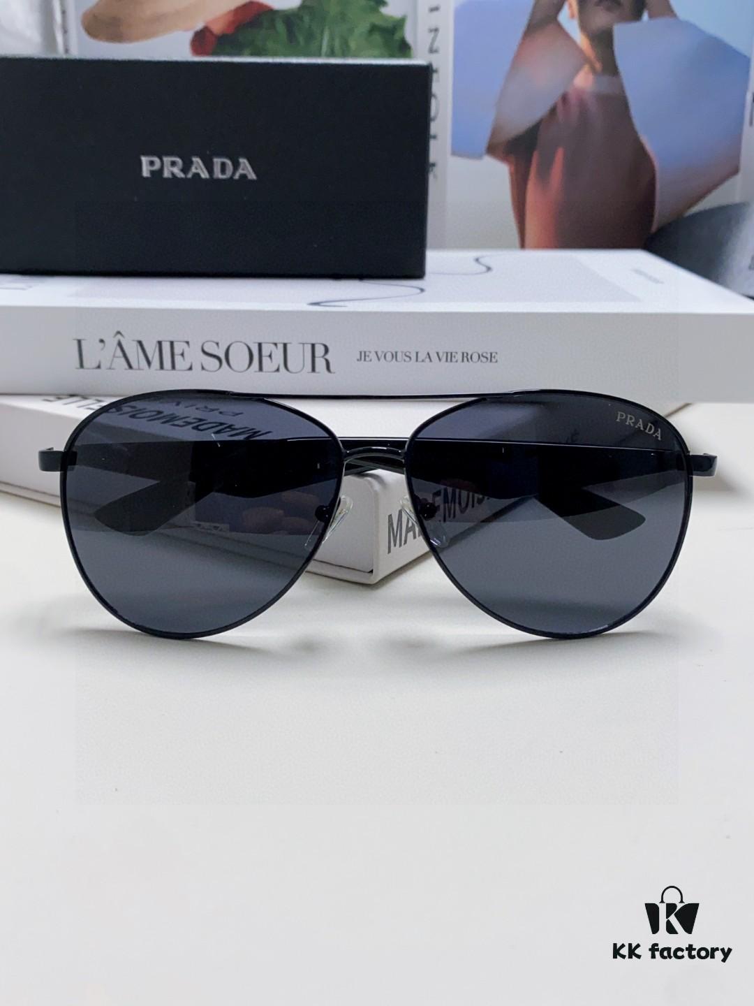 6931f9b63a89a121ed54ace3 Prada 2024 New Polarized Sunglasses with Print Double Bridge Aviator Shades Classic Unisex UV and Blue Light Protection Driving Sunglasses