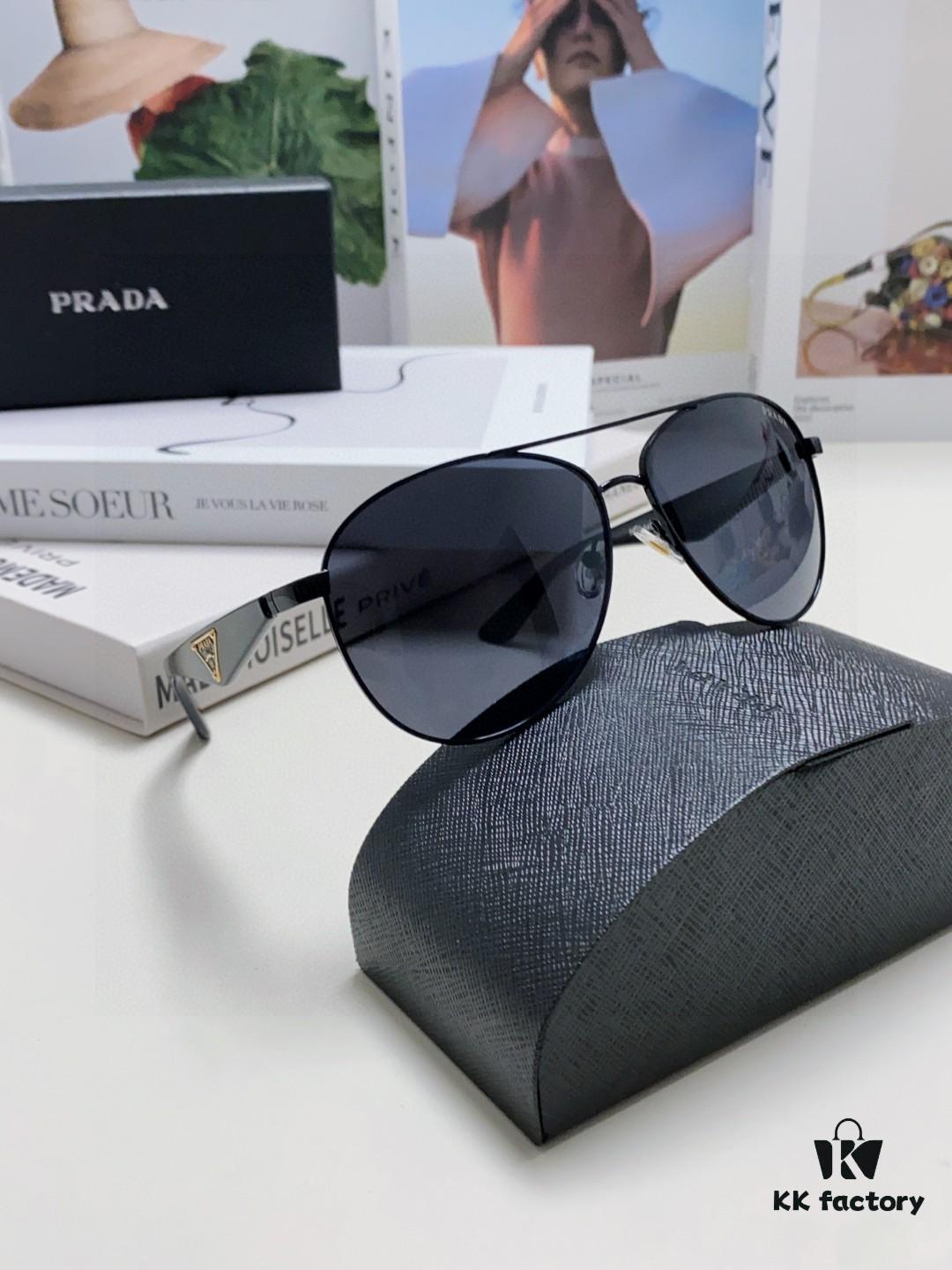 6931f9b63a89a121ed54ace4 Prada 2024 New Polarized Sunglasses with Print Double Bridge Aviator Shades Classic Unisex UV and Blue Light Protection Driving Sunglasses