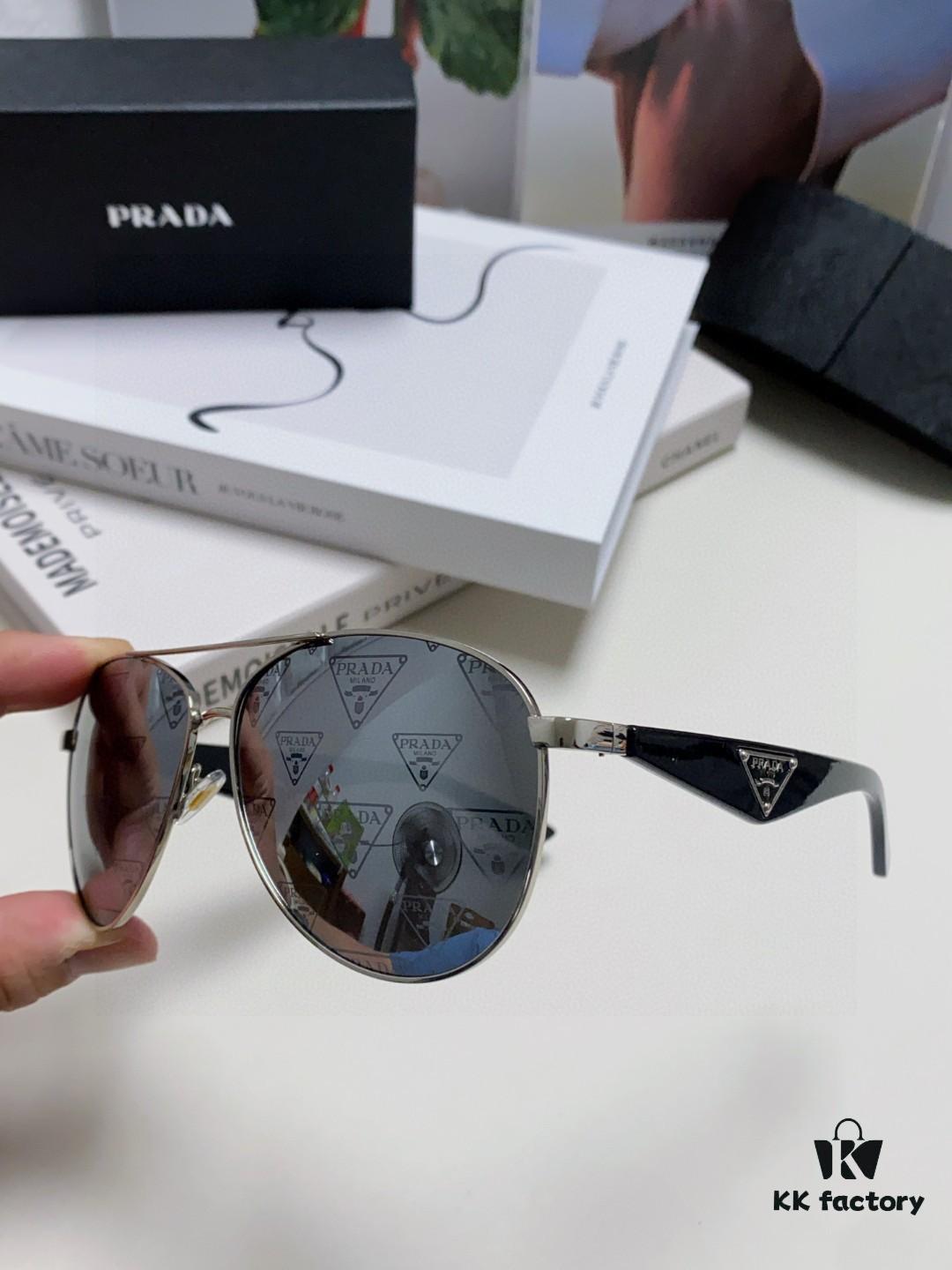 6931f9b73a89a121ed54acf6 Prada 2024 New Polarized Print Double-Bridge Sunglasses Classic Aviator UV and Blue Light Blocking Shades Unisex Driving Sunglasses